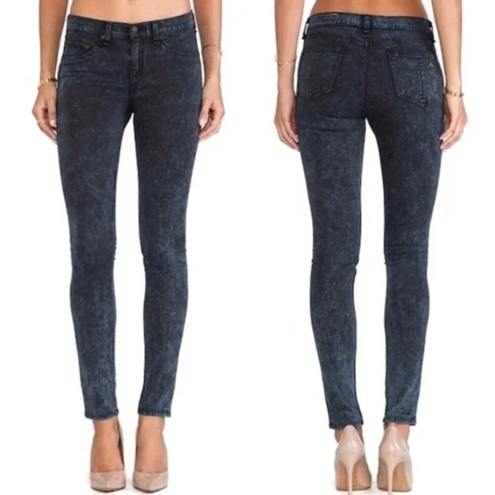 Rag & Bone Legging Acid Wash Rose Bowl Navy Size 25